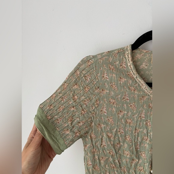 Vintage April Cornell Floral Dress Cottagecore Prairie Button Front Tie Back - Picture 4 of 12